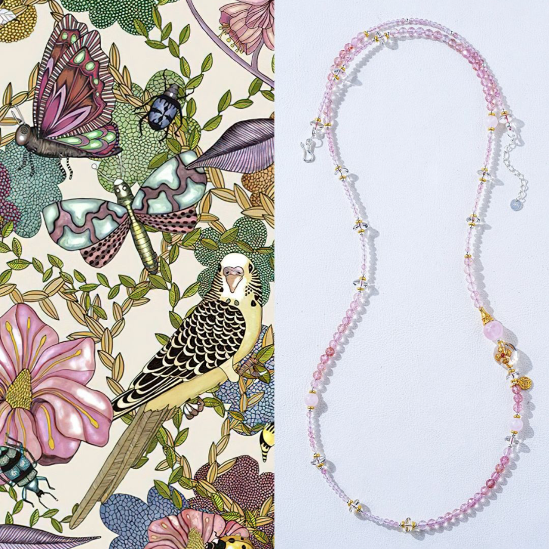 Pulsera multilazo con talismán de cuarzo fresa y torre de Buda Fire Ignite