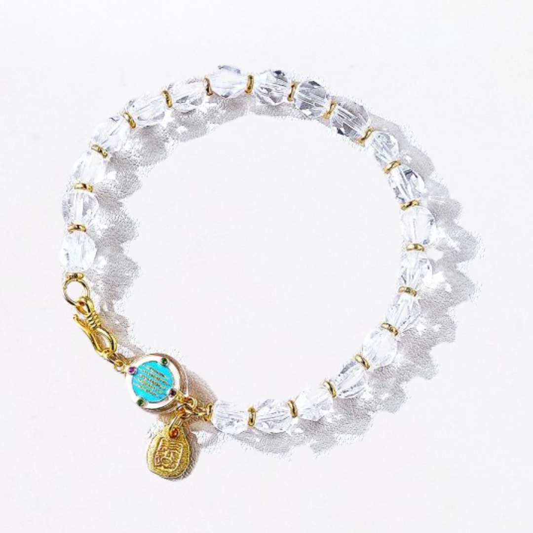 Pulsera protectora de cuarzo transparente de los Cinco Sutras de Metal Alchemist