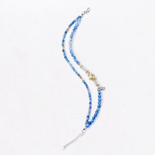 Water Element Kyanite & Awakening Lion Wisdom Double-Loop Bracelet
