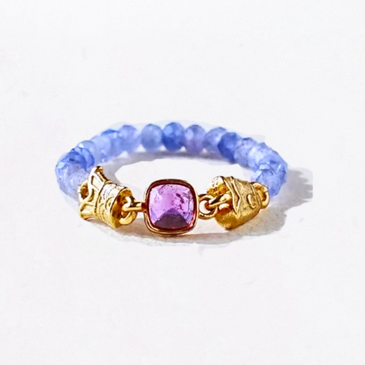 Water Surge Koi Tanzanite Tourmaline Luck Ring