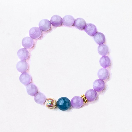 Fire Element Kunzite & Blue Jadeite Protection Bracelet