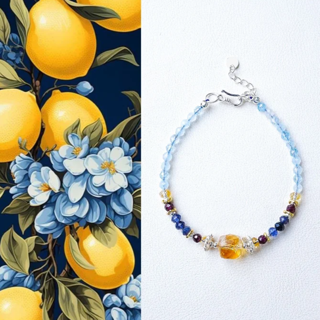 Pulsera de cuentas de mijo con claridad de aguamarina Koi Water Flow