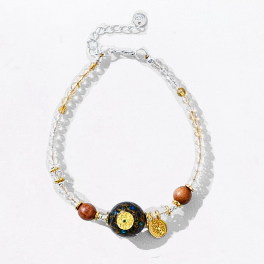 Earth Element Lacquer Beads & Citrine Wealth Millet Beads Bracelet