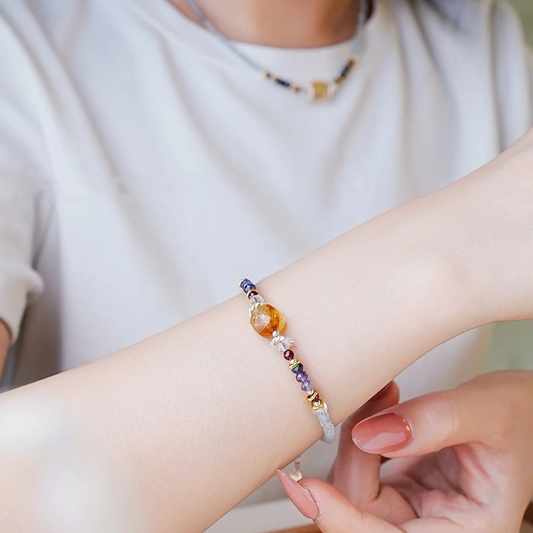 Water Element Koi Aquamarine Clarity Millet Beads Bracelet