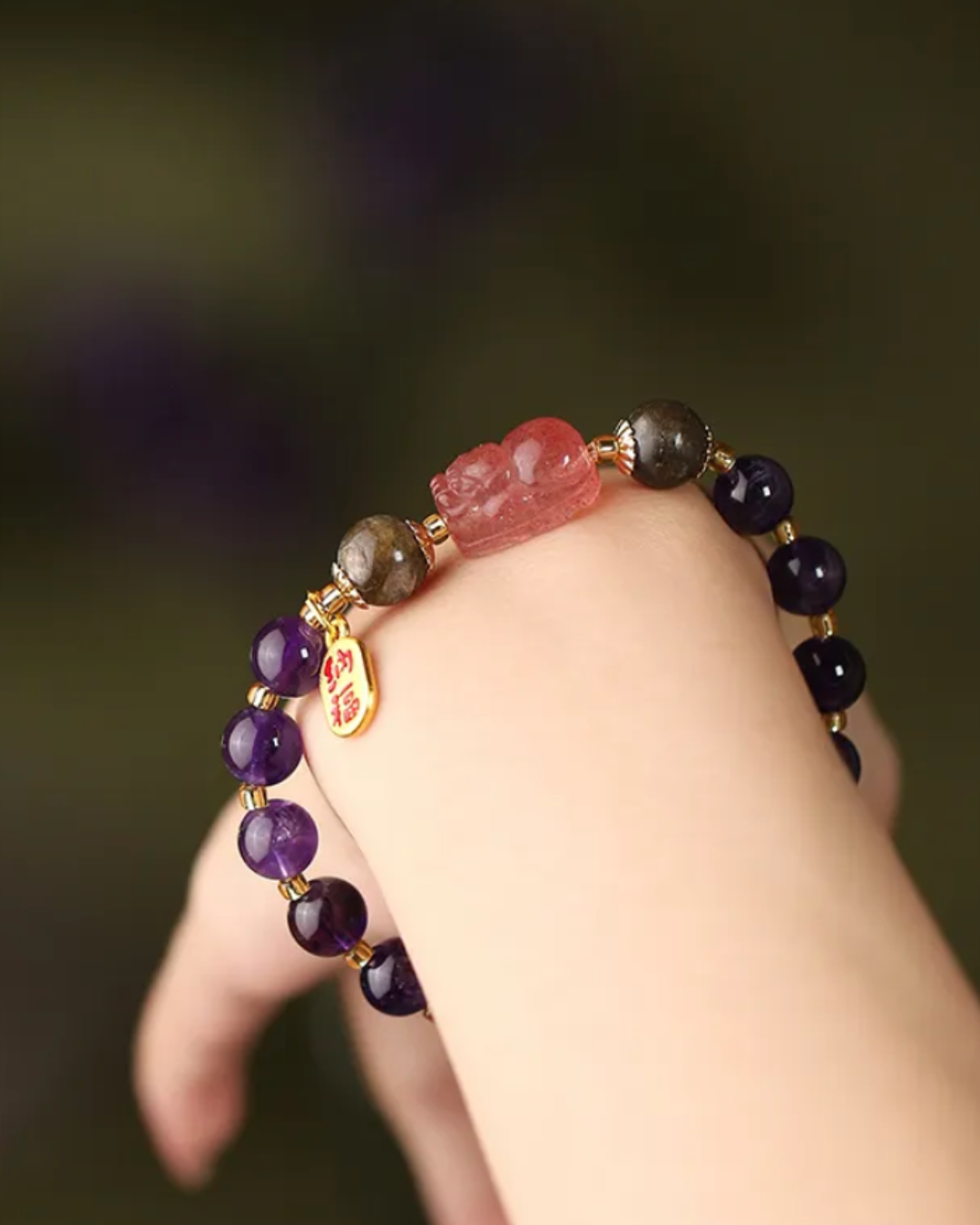 Fire Element Amethyst Prosperity Pixiu Bracelet