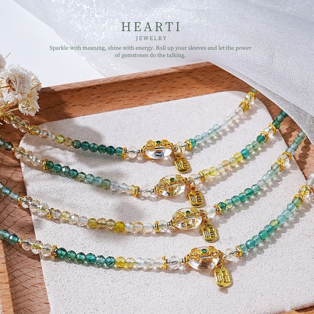 Pulsera de cuentas de mijo de la sabiduría de apatita verde con mortero vajra de madera Harmony