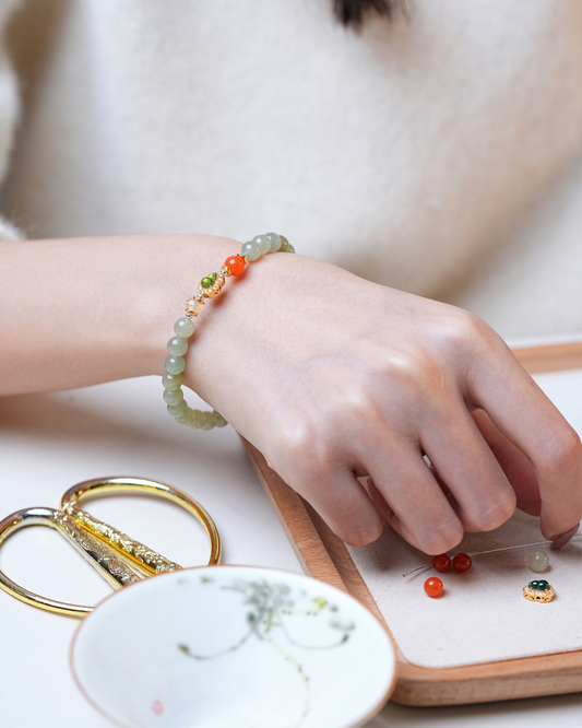 Wood Element Hetian Jade & Citrine Harmony Bracelet