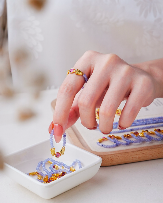 Water Surge Koi Tanzanite Tourmaline Luck Ring