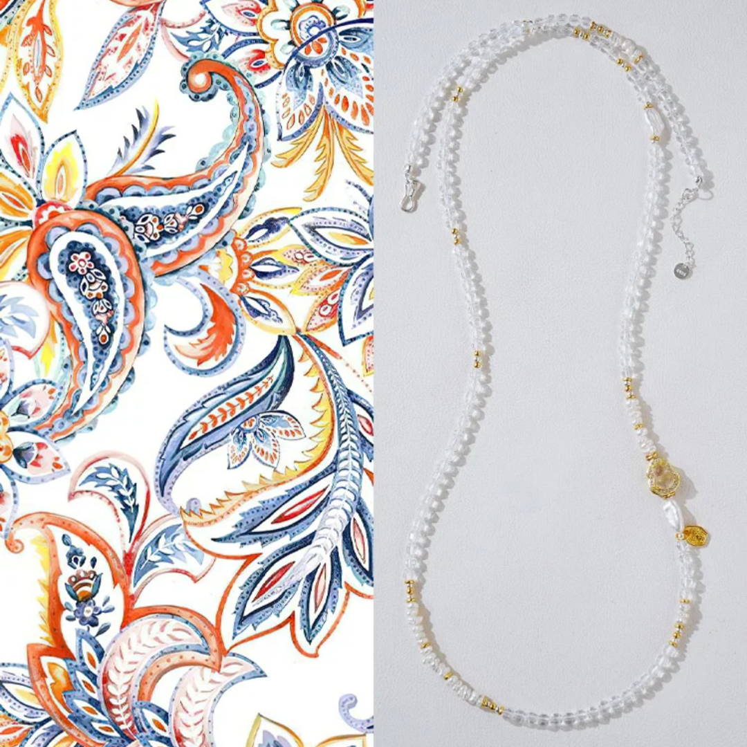 Pulsera multilazo de talismán de cuarzo, perla y calabaza de Metal Alchemist