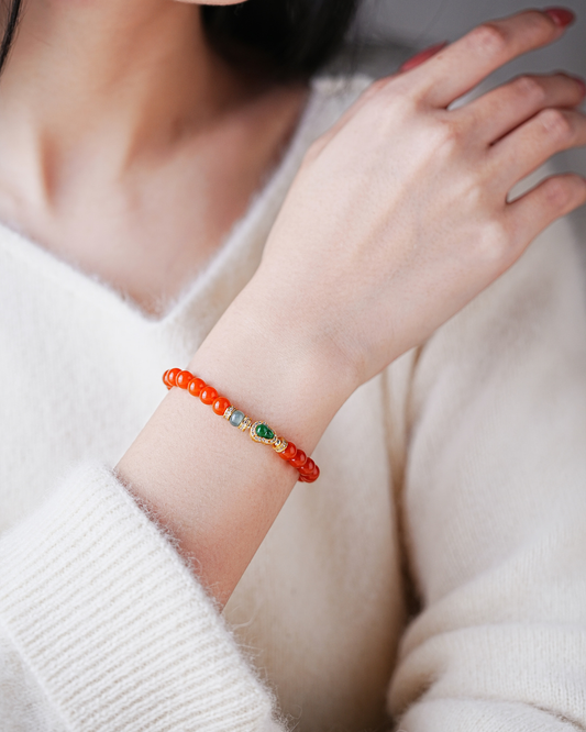 Fire Surge Gourd Natural South Red Agate Luck Bracelet