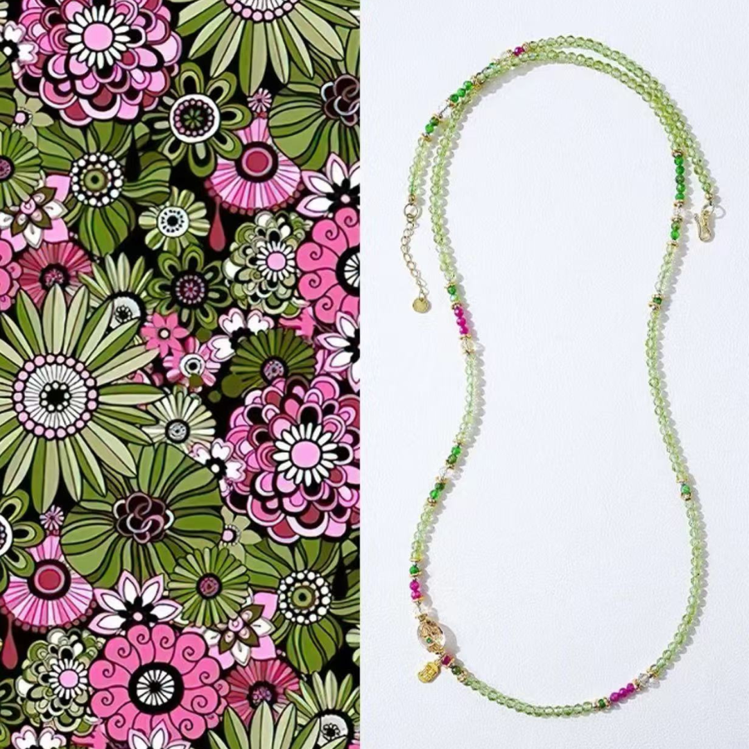 Pulsera multilazo con poder de diópsido de olivino y mortero Vajra de Wood Surge