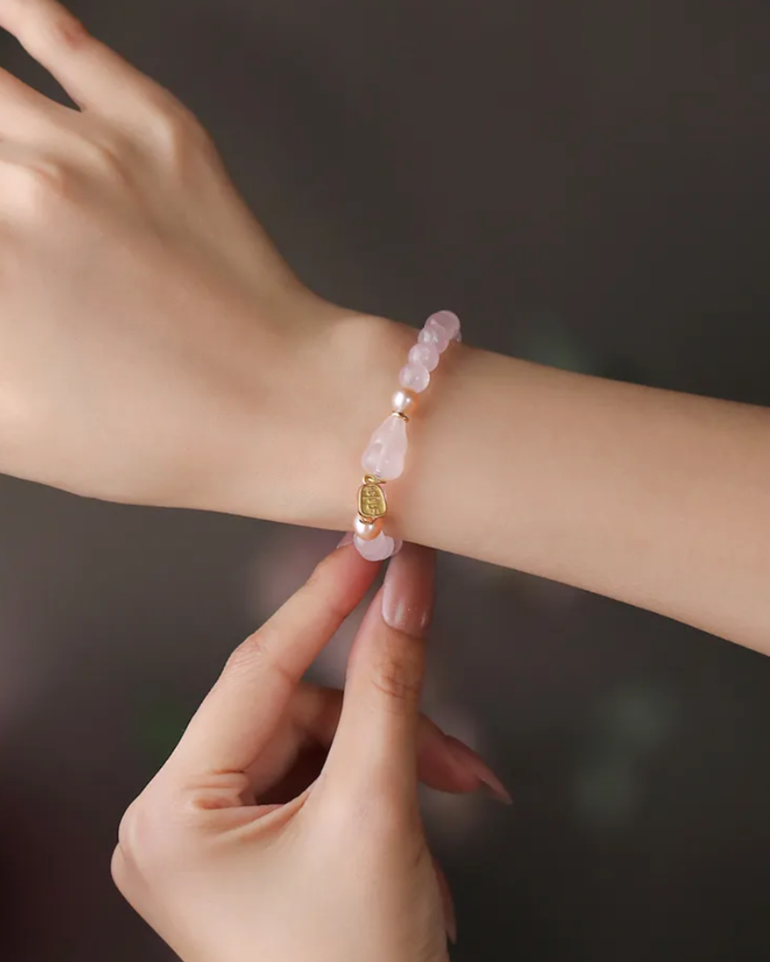 Fire Element Rose Quartz Gourd Harmony Bracelet