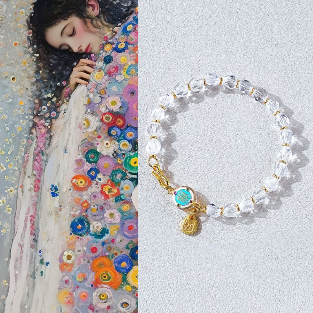 Pulsera protectora de cuarzo transparente de los Cinco Sutras de Metal Alchemist