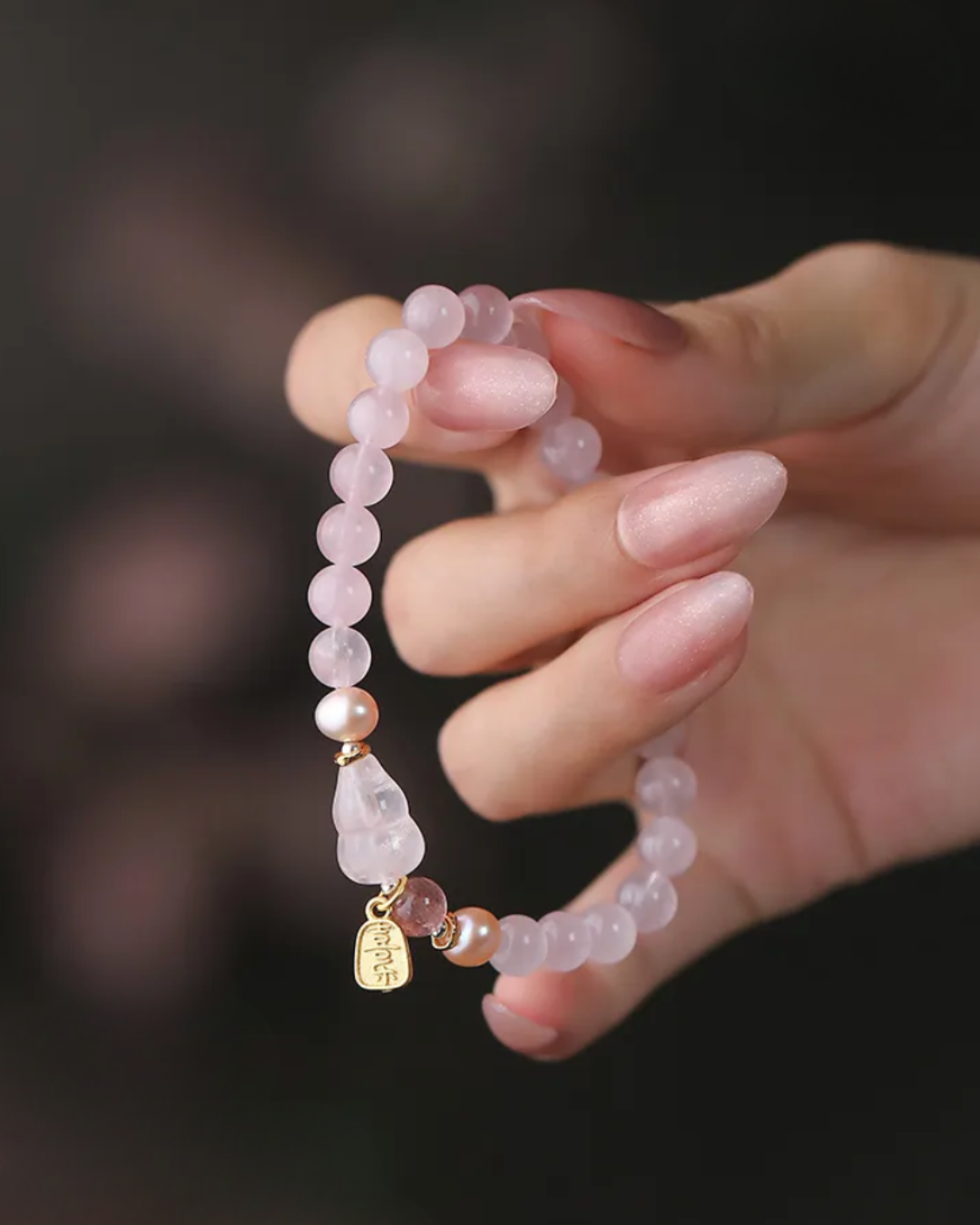 Fire Element Rose Quartz Gourd Harmony Bracelet