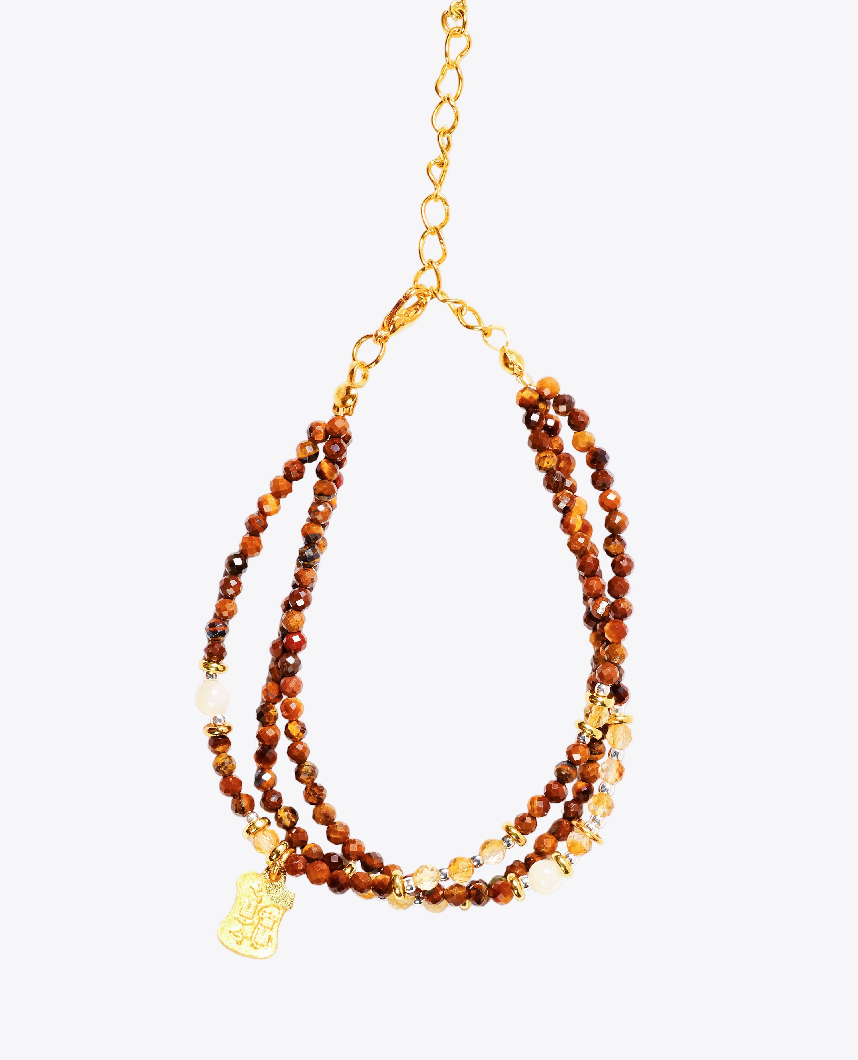 Pulsera de la sabiduría de ojo de tigre con siete talismanes de Earth Anchor 