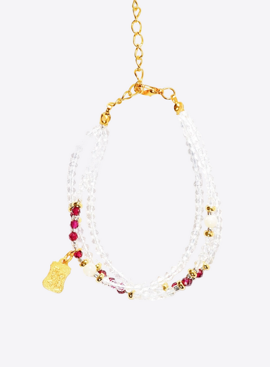 Metal Purify Health Medicine Deity Talisman Clear Quartz Balance Bracelet