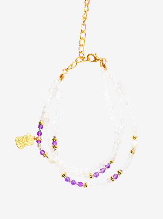 Metal Gleam Love Blossoms Talisman Moonlight Stone Love Bracelet