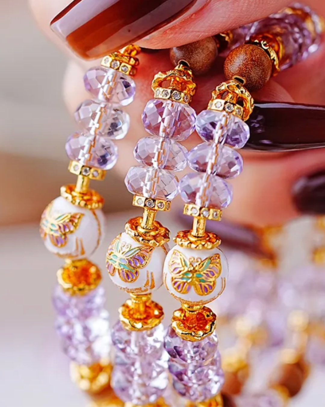 Water Element Amethyst Sandalwood Serenity Bracelet