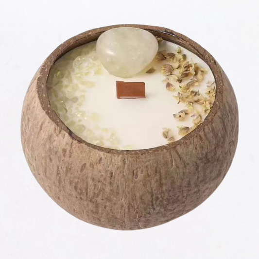 Earth Anchor Citrine Lychee White Tea Coconut Shell Aromatherapy Candle
