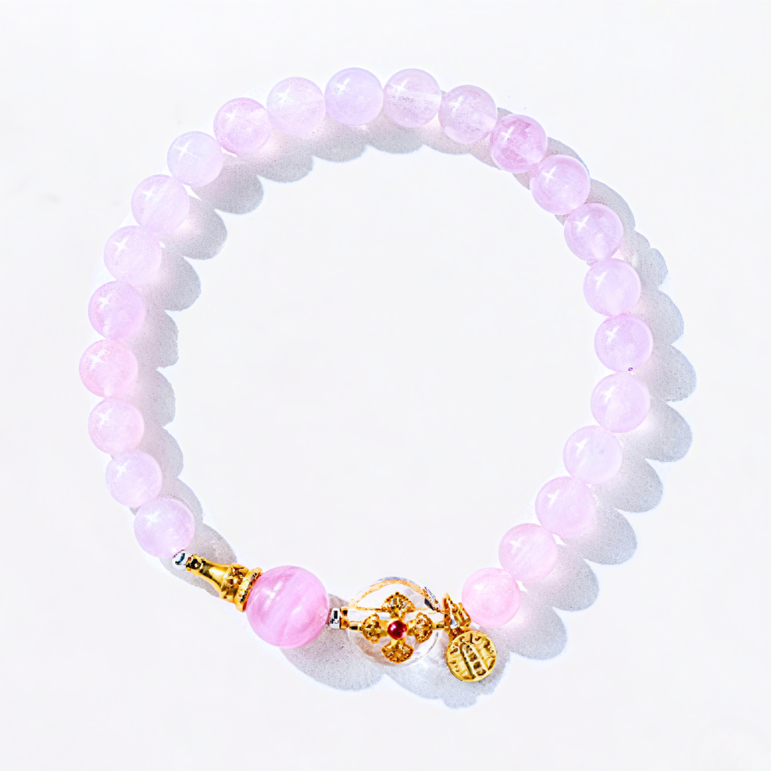 Fire Element Rose Quartz & Vajra Pagoda Bracelet
