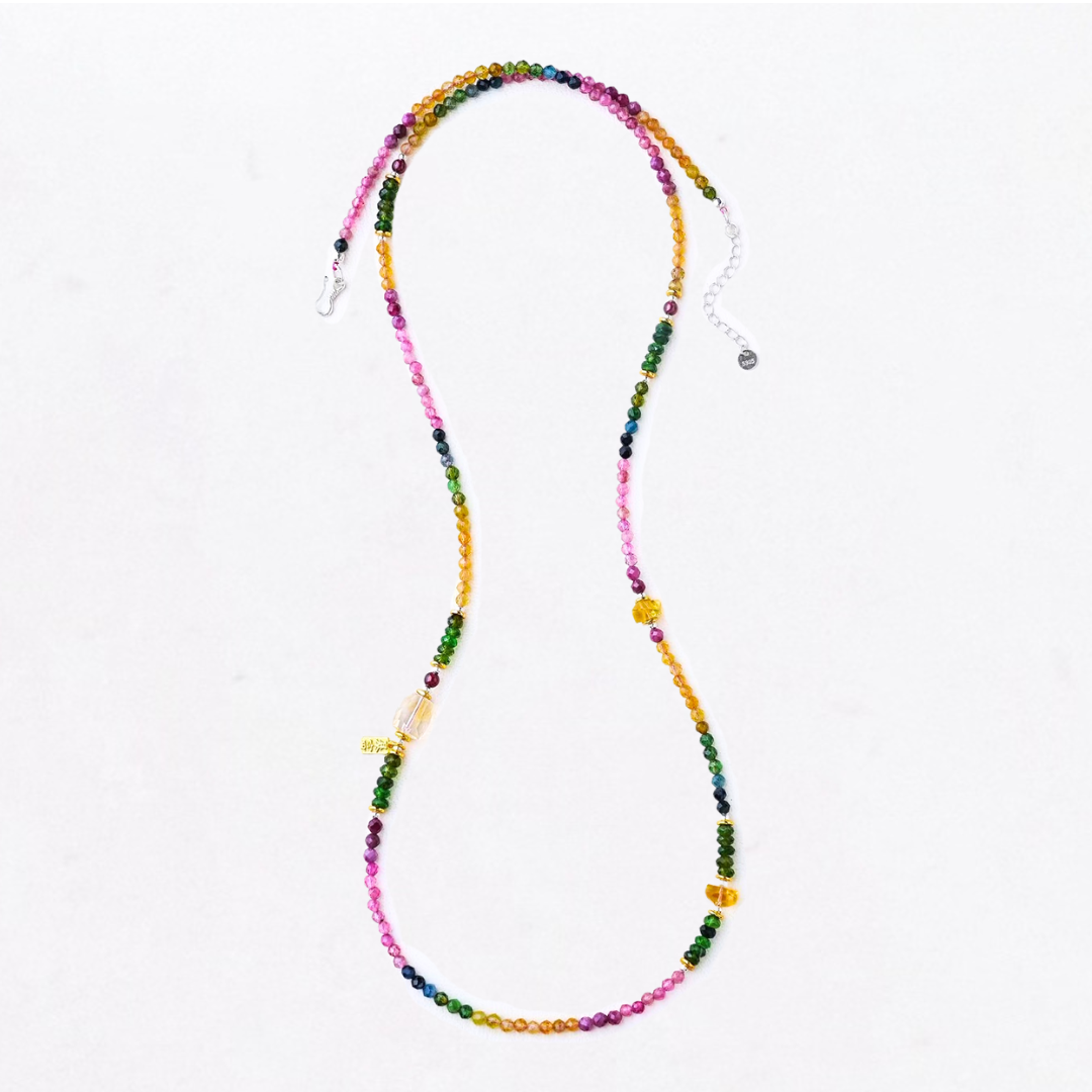 Five Elements Rainbow Tourmaline & Garnet Harmony Wrap Bracelet