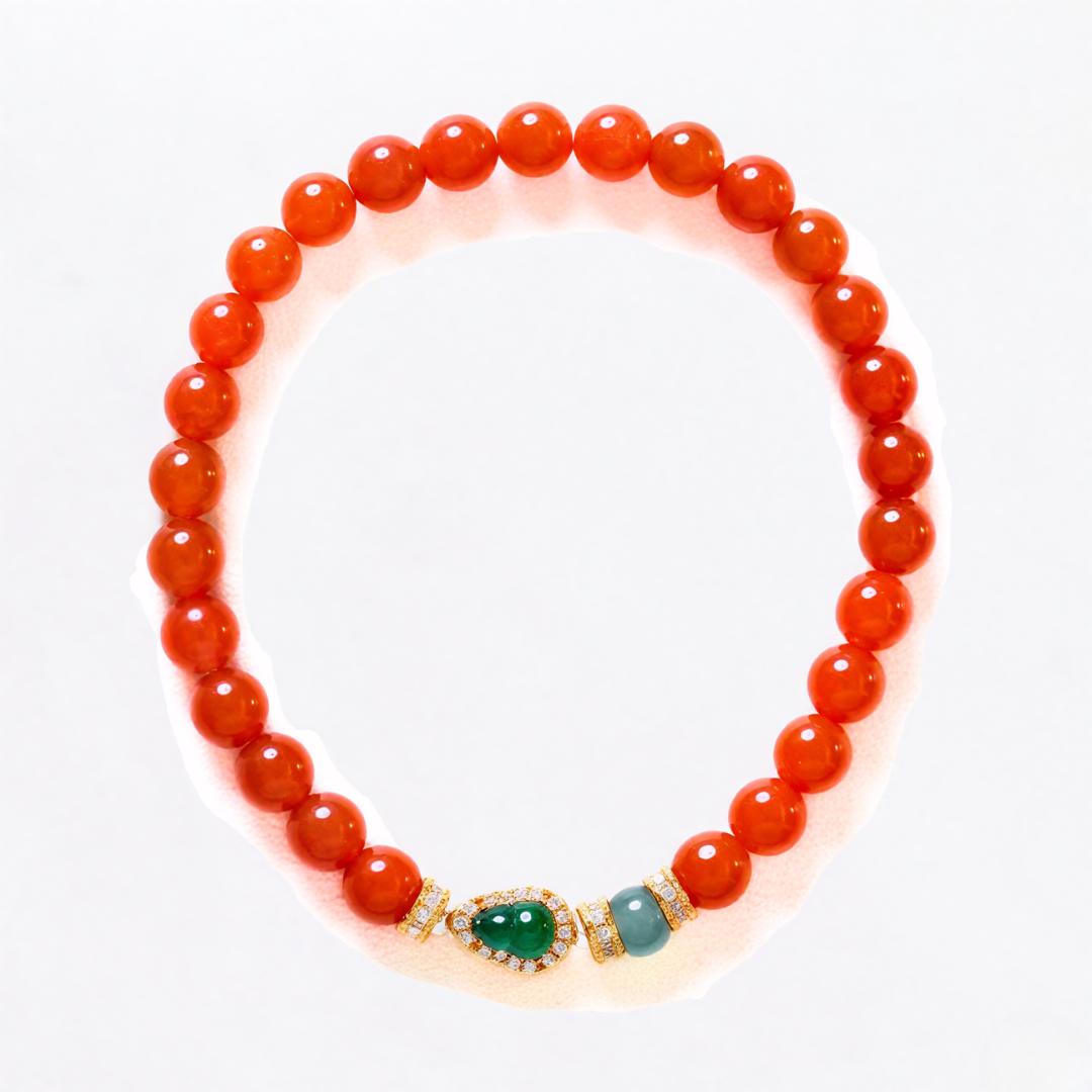 Pulsera de la suerte de ágata roja del sur natural con calabaza Fire Surge